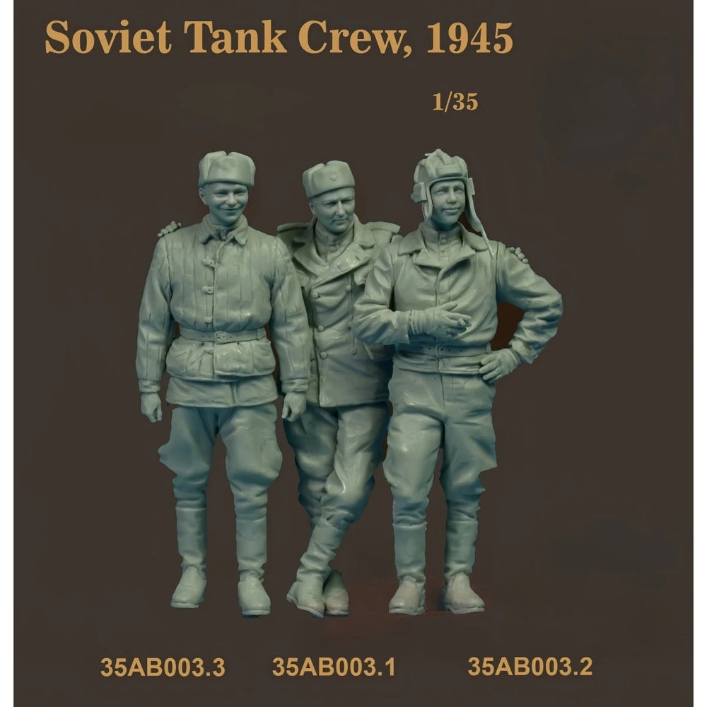 1/35 WWII Soviet Tankmen in Combat Poses, 3 Figures, Resin Model Figure Kit, Unassembled and Unpainted