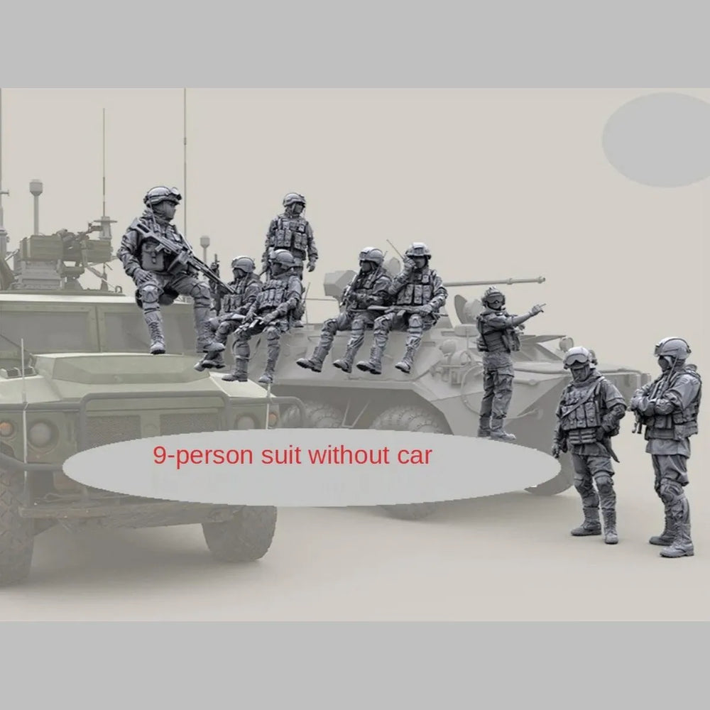 1/35 Modern Russian Infantry Ratnik Reversible Camouflage, 9 Figures, Resin Model Figure Kit, Unassembled and Unpainted