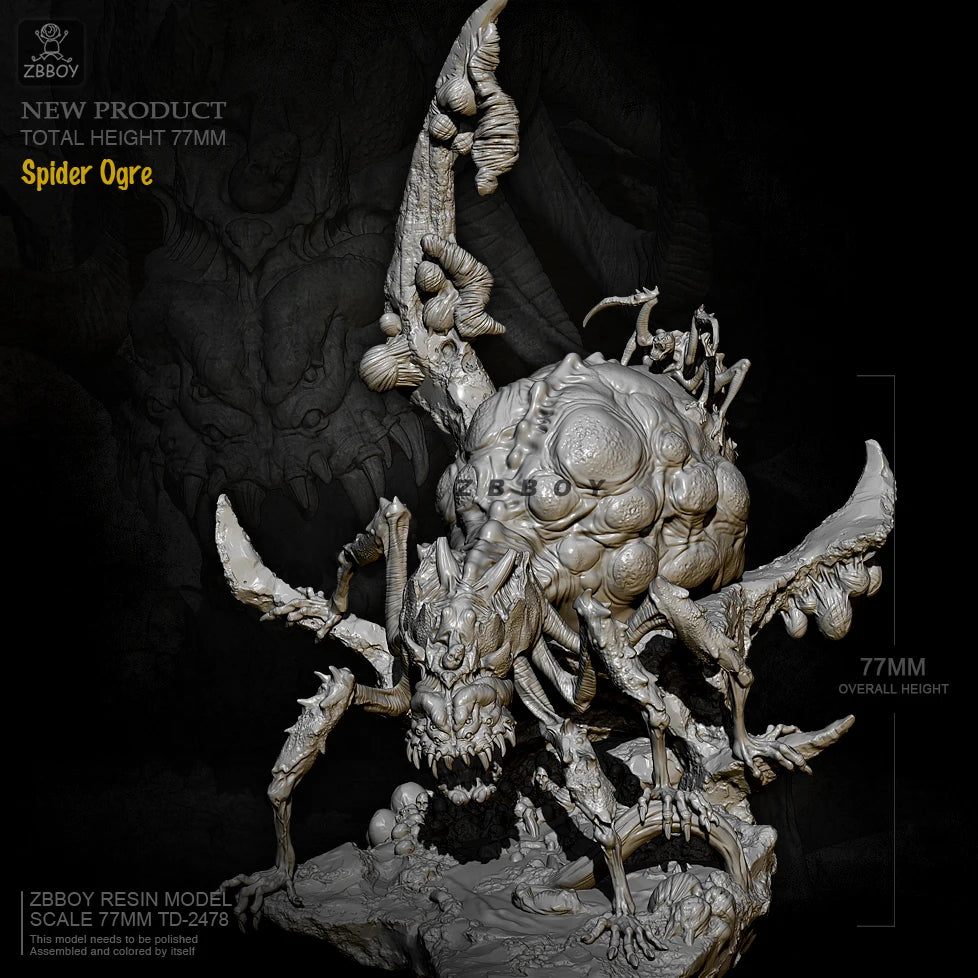 77mm Spider Ogre, Resin Model Creature Kit, Fantasy Theme, Unassembled and Unpainted