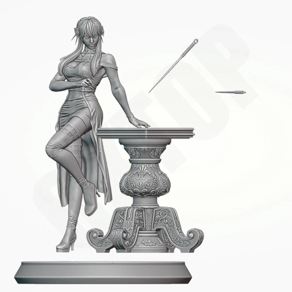 1/24 Female Warrior with Polearm and Gold Band, Resin Model Figure Kit, Unassembled and Unpainted