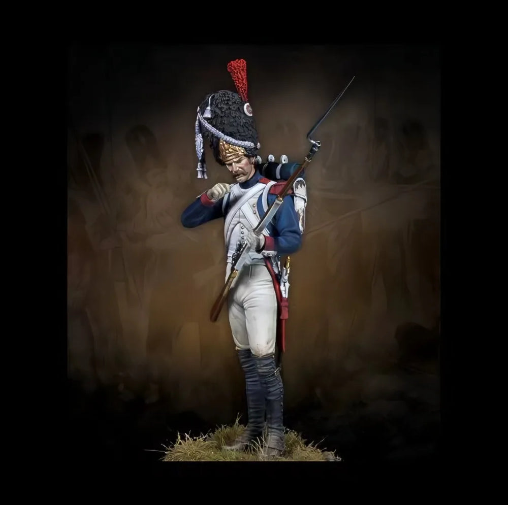75mm Napoleonic French Imperial Grenadier with Raised Sabre, Resin Model Figure Kit, Unassembled and Unpainted