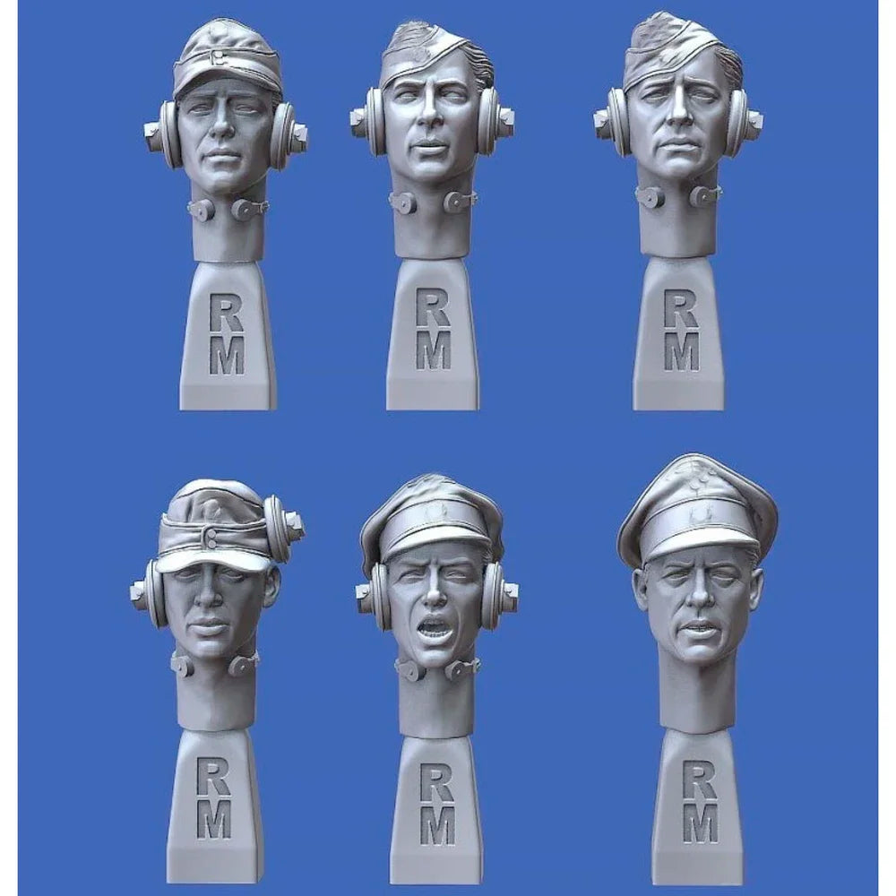 1/35 WWII Tanker Crew Heads, 6 Figures, Resin Model Figure Kit, Unassembled and Unpainted