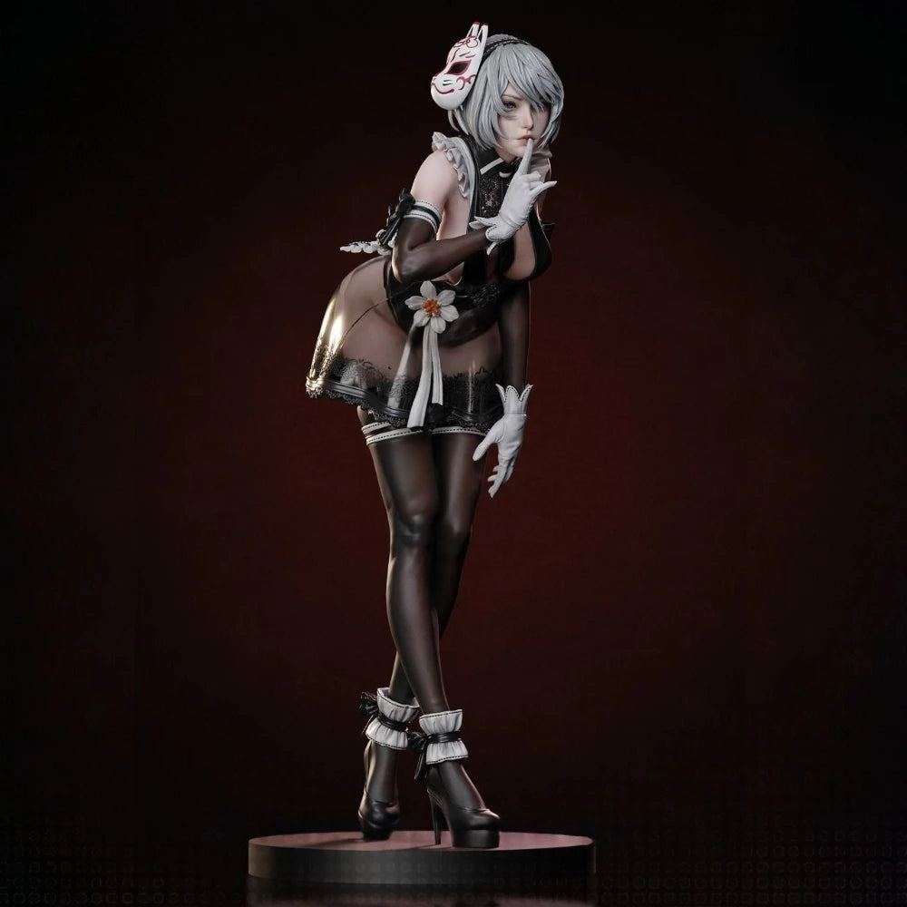 Maid B2 Futuristic Anime Female, Resin Model Figure Kit, Anime Theme, Unassembled and Unpainted