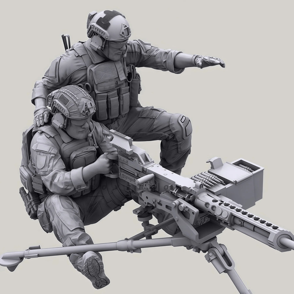 1/35 Modern Special Forces Gunner Team, 2 Figures, Resin Model Figure Kit, Unassembled and Unpainted