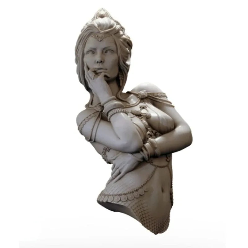 1/10 Contemplative Sorceress with Mermaid Scales, Resin Model Bust Kit, Unassembled and Unpainted