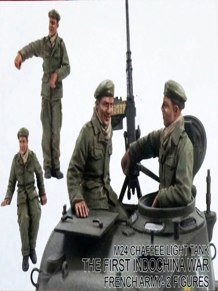 1/35 Vietnam War First Indochina War French Soldiers & Tank, 4 Figures, Resin Model Figure Kit, Unassembled and Unpainted