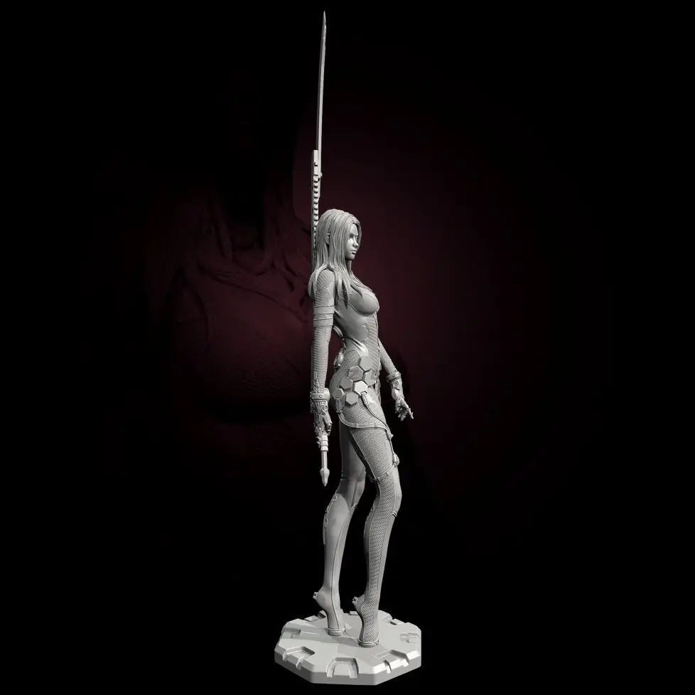 50mm Medieval Fantasy Female Swordsman, Resin Model Figure Kit, Unassembled and Unpainted