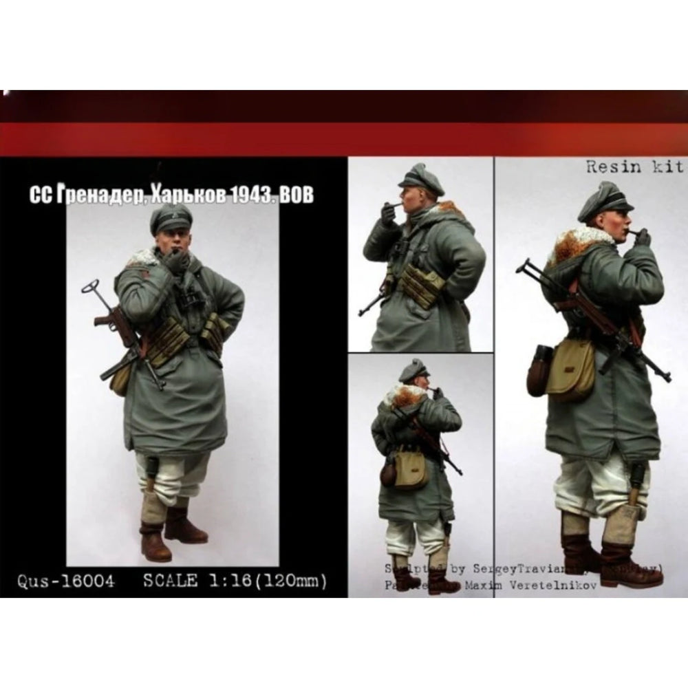 1/16 WWII German Grenadier with Binoculars, Resin Model Figure Kit, Unassembled and Unpainted