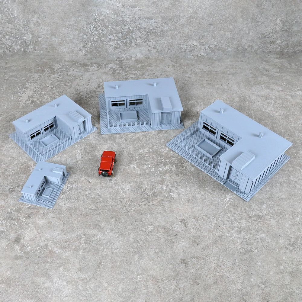 1/72 Modern Residential & Commercial Buildings, Resin Model Diorama Kit, Unassembled and Unpainted