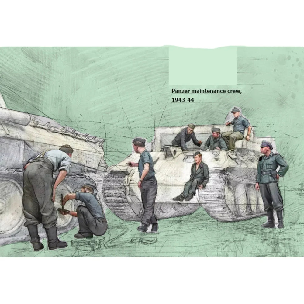 1/35 WWII German Panzer Crew, 8 Figures, Resin Model Figure Kit, Unassembled and Unpainted