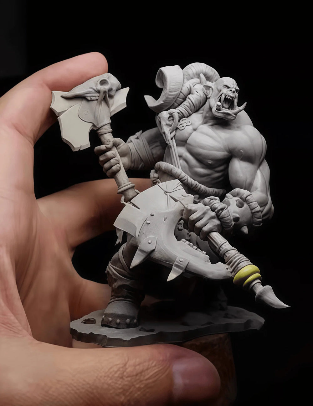 75mm Orc Warrior with Axe and Spiked Armor, Resin Model Figure Kit, Fantasy Theme, Unassembled and Unpainted