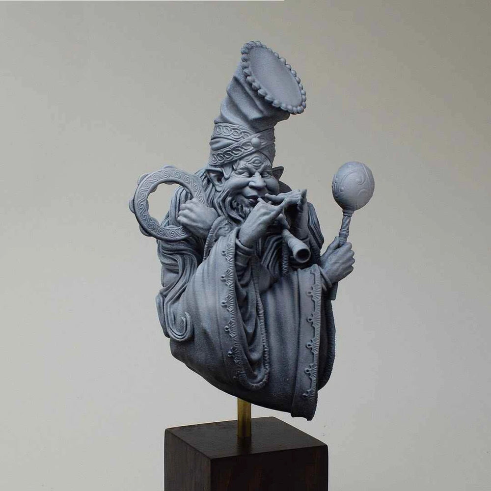 1/10 Wizard with Tall Pointed Hat Holding Magic Orbs, Resin Model Bust Kit, Fantasy Theme, Unassembled and Unpainted