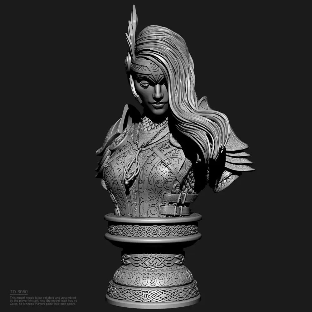 70mm Medieval Valkyrie, Resin Model Bust Kit, Unassembled and Unpainted