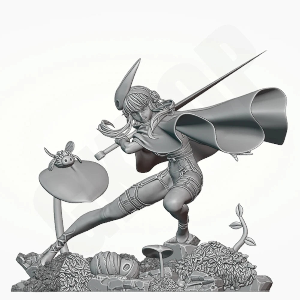 1/24 Horned Warrior with Red Cape, Resin Model Figure Kit, Fantasy Theme, Unassembled and Unpainted