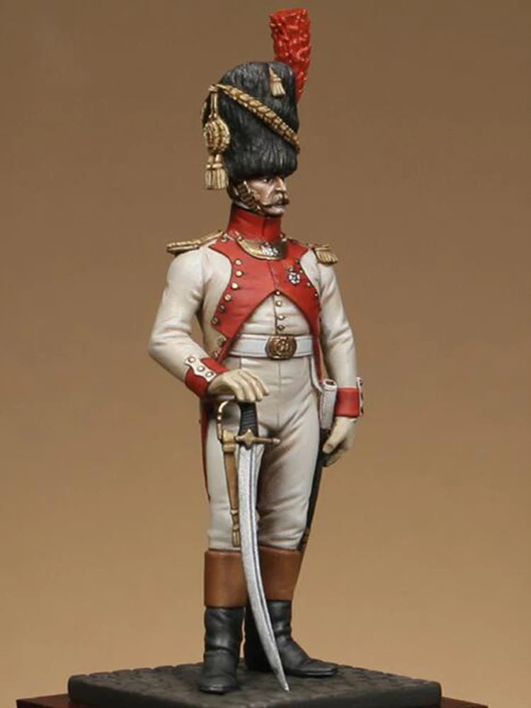 1/32 Napoleonic French Dragoon Officer with Red Plume, Resin Model Figure Kit, Unassembled and Unpainted