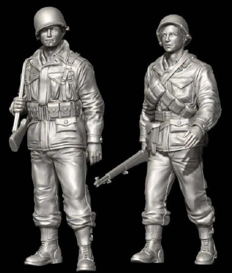 1/35 WWII US Army Soldier, 2 Figures, Resin Model Figure Kit, Unassembled and Unpainted