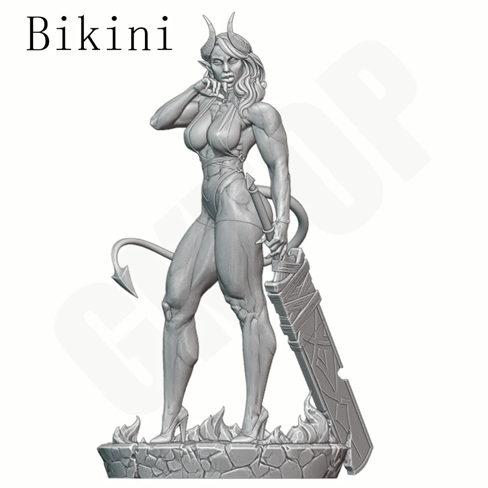 1/24 Warrior with Teal Hair and Sword, Resin Model Figure Kit, Anime Theme, Unassembled and Unpainted
