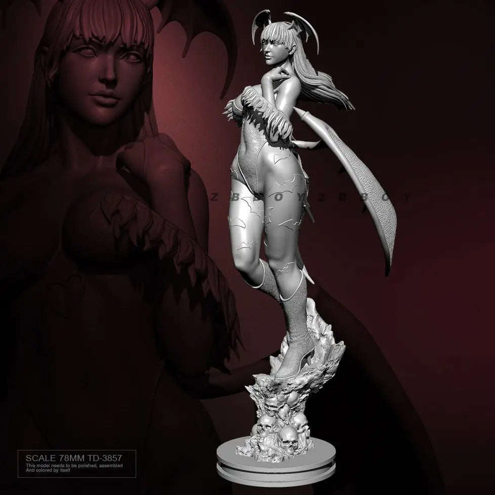 78mm Gothic Demon Warrior, Resin Model Figure Kit, Fantasy Theme, Unassembled and Unpainted