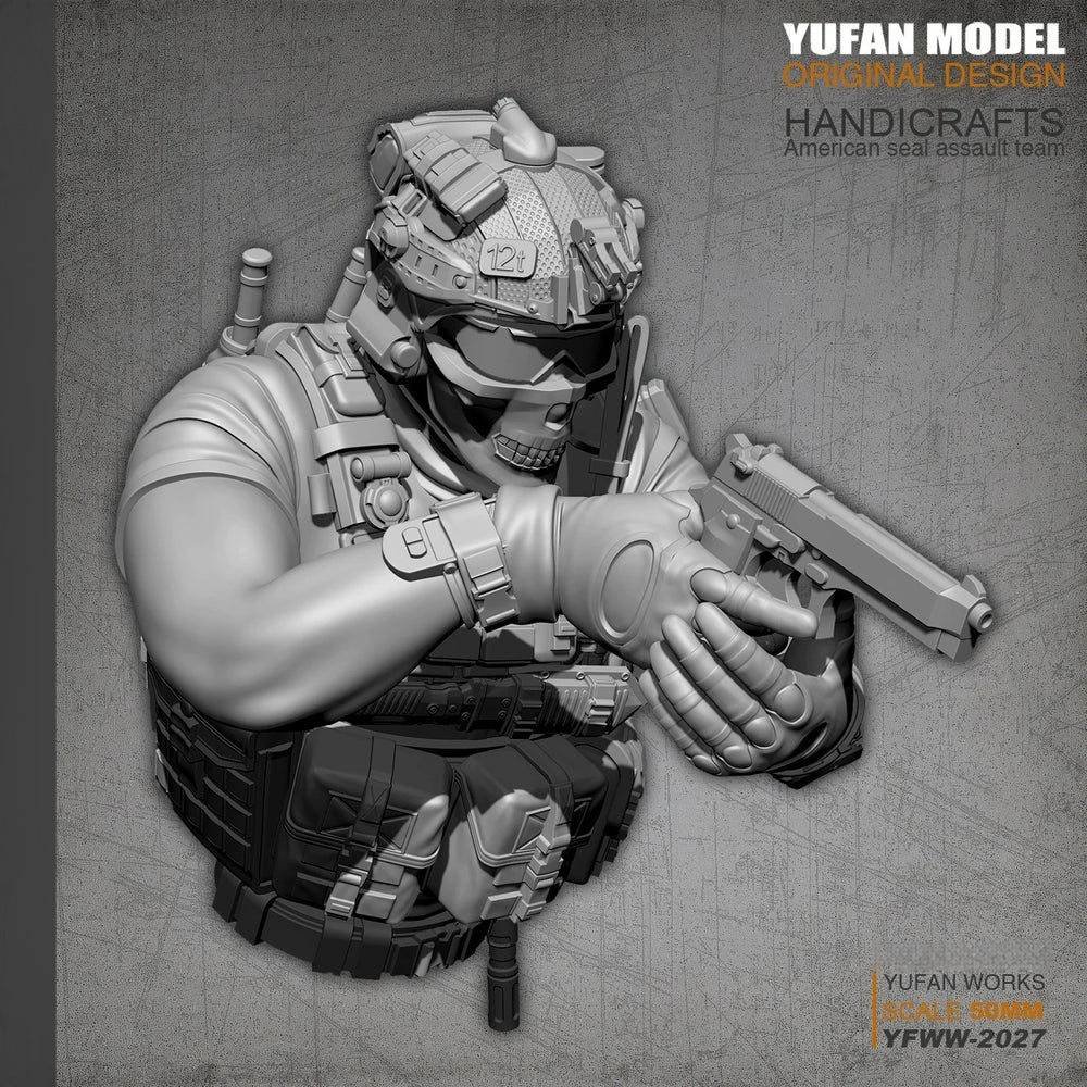 50mm Modern Navy SEAL, Resin Model Bust Kit, Unassembled and Unpainted
