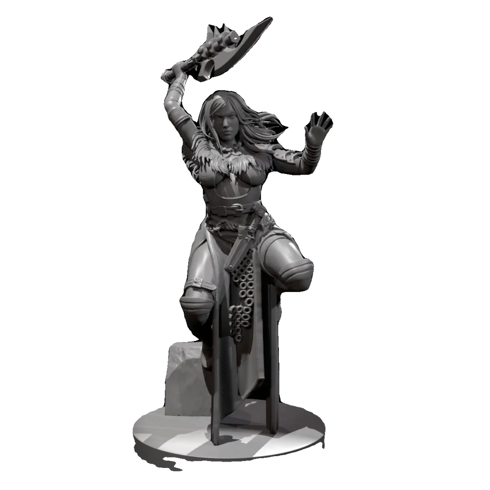 75mm Female Warrior with Polearm, Resin Model Figure Kit, Fantasy Theme, Unassembled and Unpainted