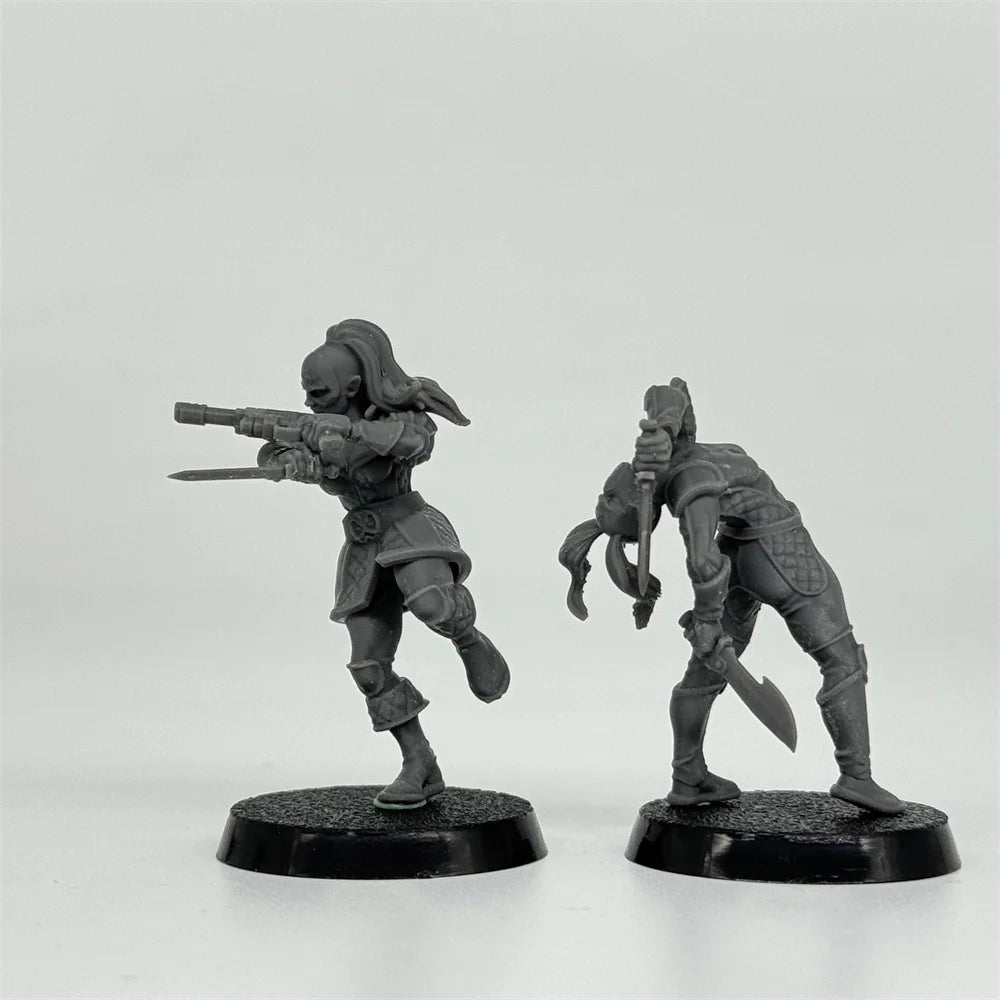 30mm Jester Warriors, 10 Figures, Resin Model Figure Kit, Fantasy Theme, Unassembled and Unpainted