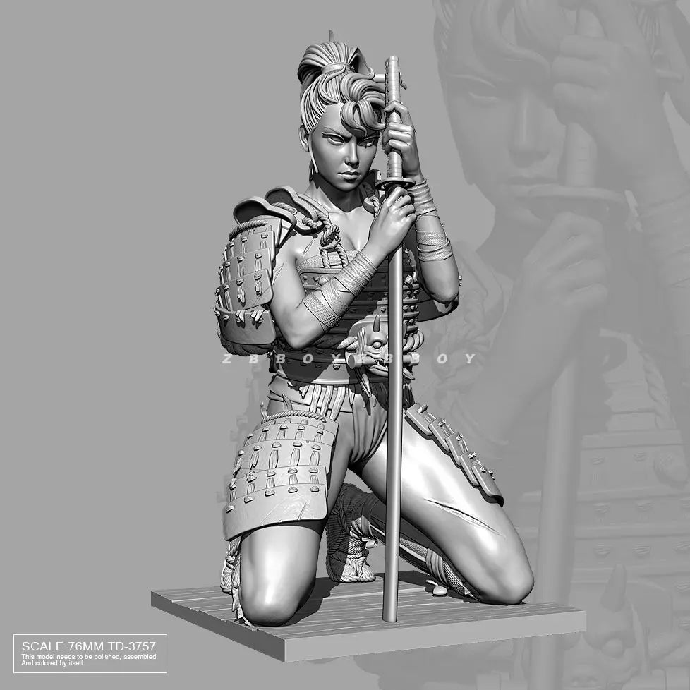 75mm Medieval Japanese Female Samurai, Resin Model Figure Kit, Unassembled and Unpainted