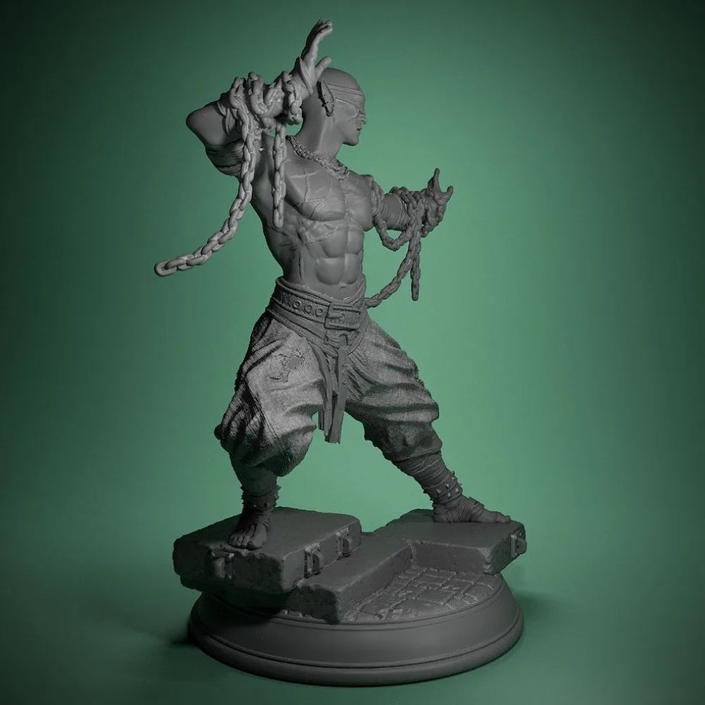 40mm Blind Monk Warrior, Resin Model Figure Kit, Fantasy Theme, Unassembled and Unpainted