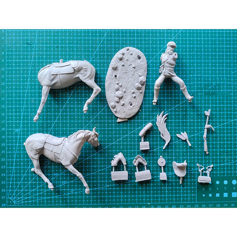 1/24 Napoleonic Mounted Cavalry Officer, Resin Model Figure Kit, Unassembled and Unpainted