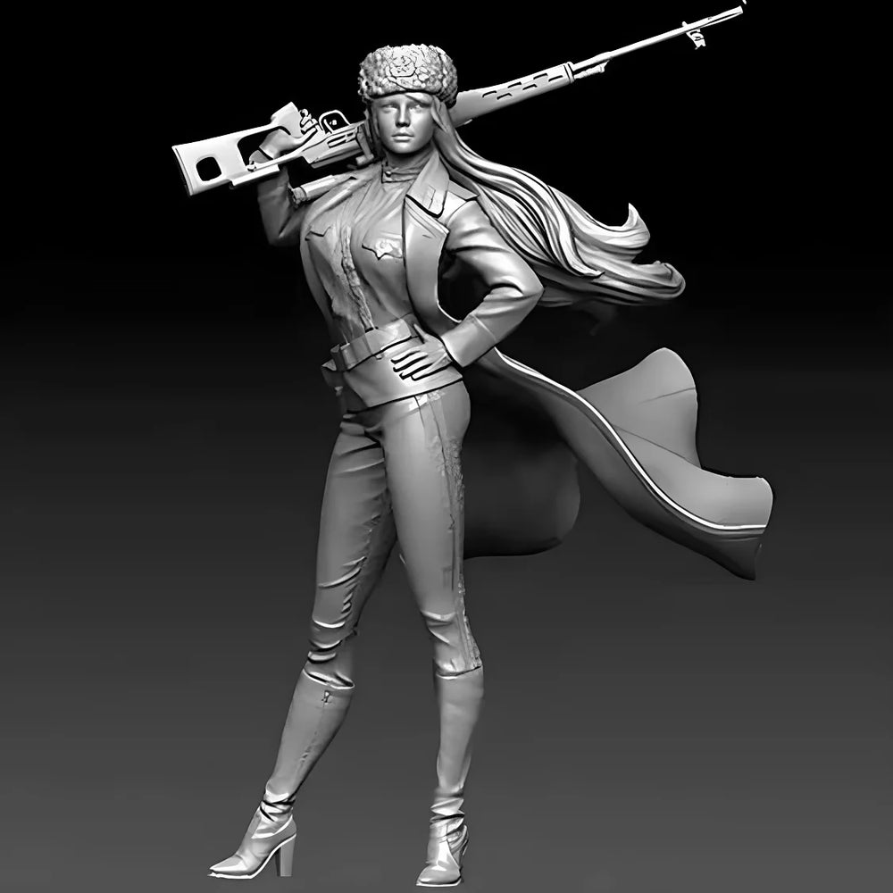 1/35 WWII Russian Female Sniper, Resin Model Figure Kit, Unassembled and Unpainted