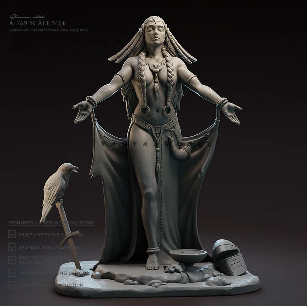1/24 Medieval Fantasy Sorceress, 3 Figures, Resin Model Figure Kit, Fantasy Theme, Unassembled and Unpainted