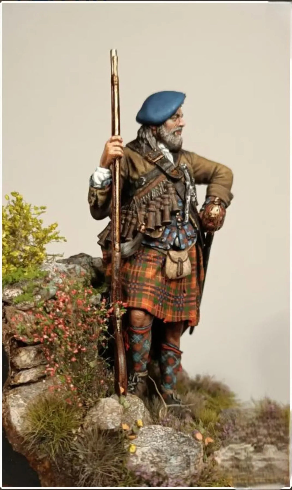 1/24 Scottish Highlander 18th Century, Resin Model Figure Kit, Military Theme, Unassembled and Unpainted