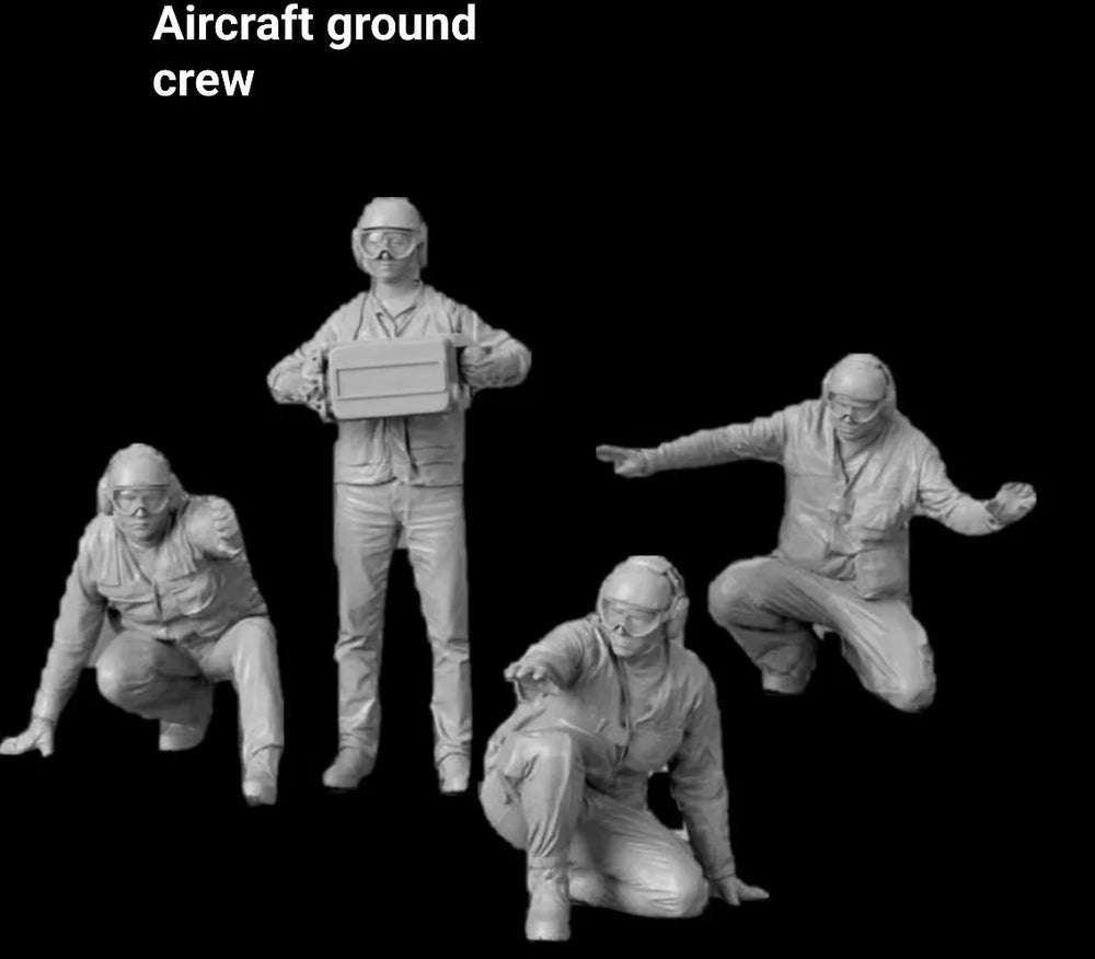 1/48 Aircraft Ground Crew, 4 Figures, Resin Model Figure Kit, Military Theme, Unassembled and Unpainted