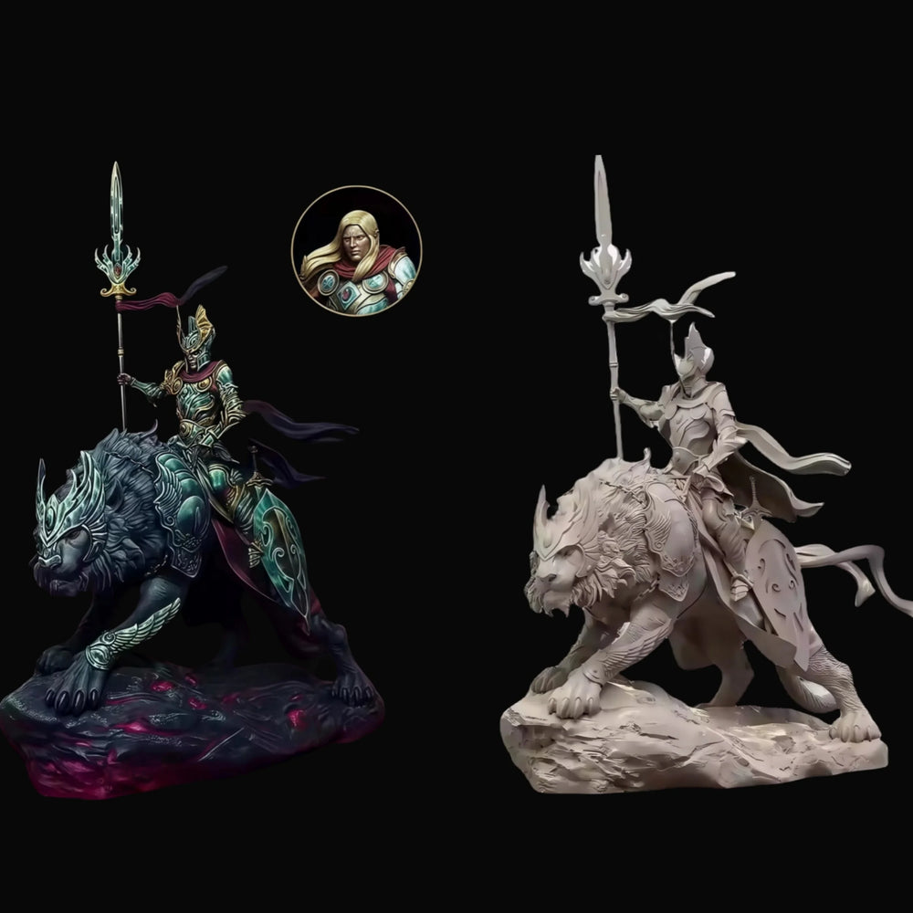 1/24 Medieval Fantasy Paladin Knight on Beast Mount, Resin Model Figure Kit, Unassembled and Unpainted
