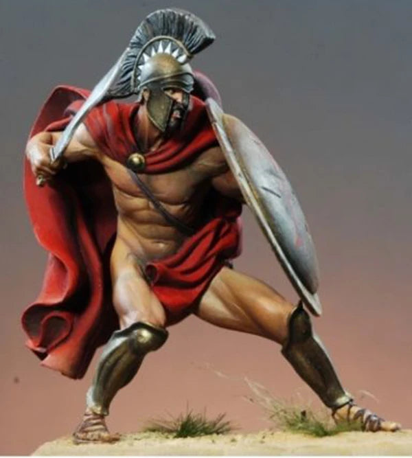 1/24 Ancient Greek Hoplite in High-Crested Helmet, Resin Model Figure Kit, Unassembled and Unpainted