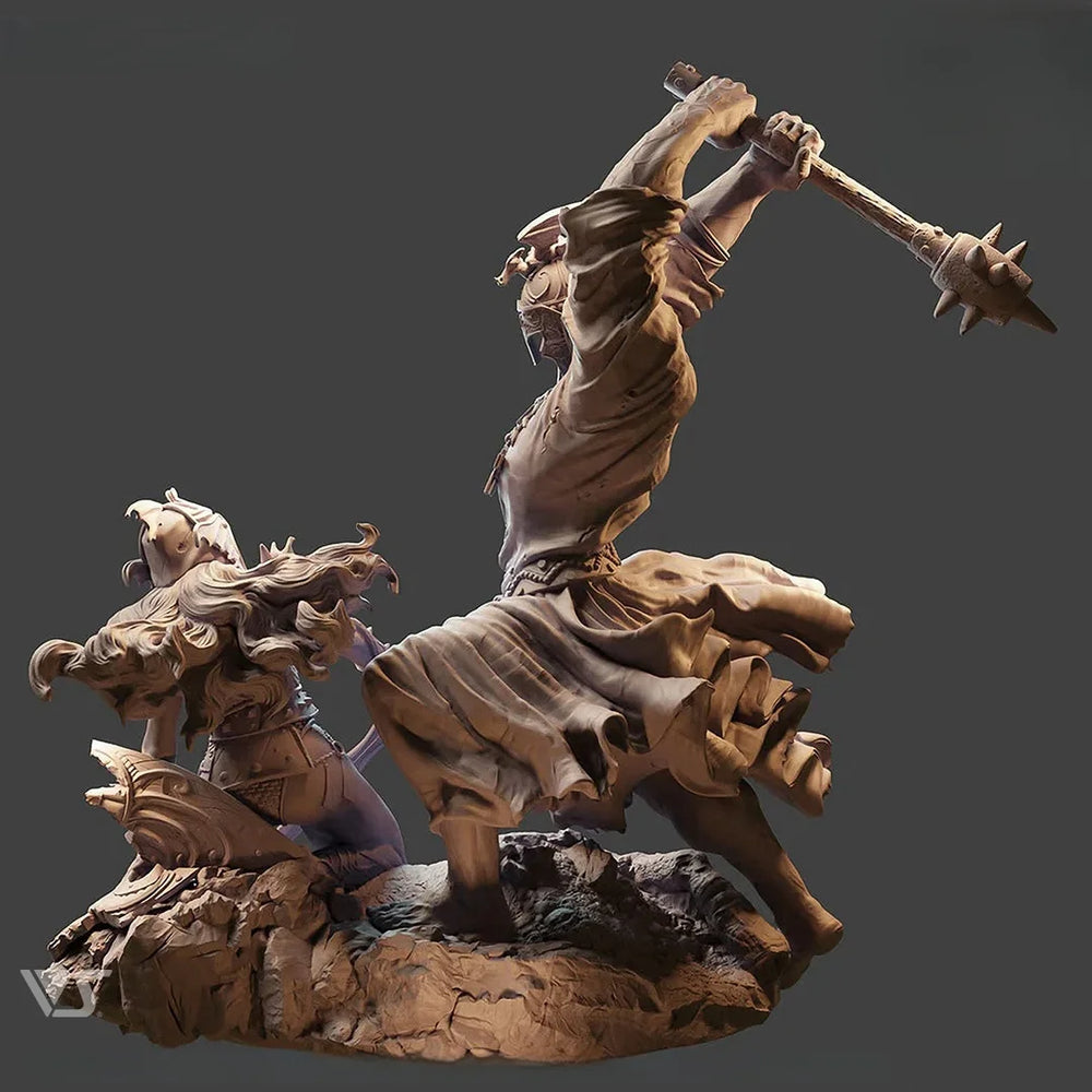 75mm Eowyn Warrior, 2 Figures, Resin Model Diorama Kit, Fantasy Theme, Unassembled and Unpainted