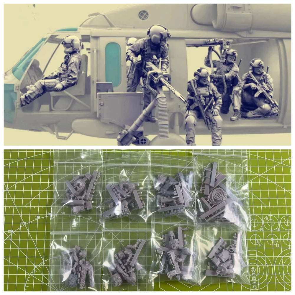 1/35 Modern US Special Forces Paratroopers, 7 Figures, Resin Model Figure Kit, Unassembled and Unpainted