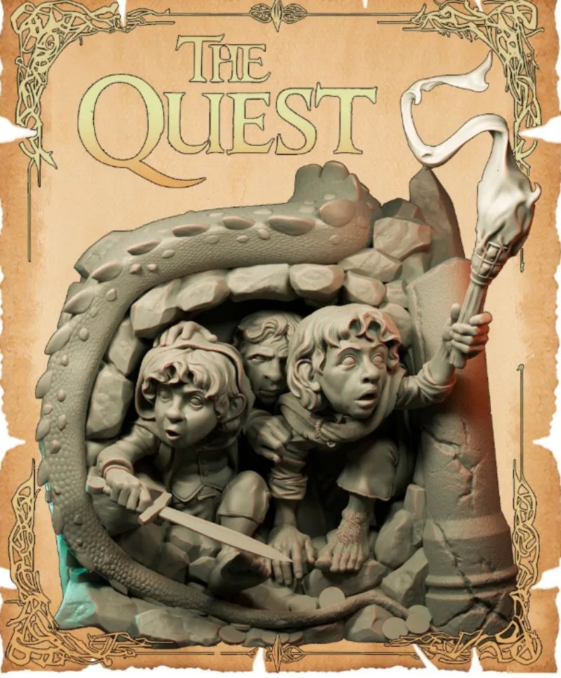 75mm Medieval Fantasy Dungeon, 3 Figures, Resin Model Diorama Kit, Unassembled and Unpainted