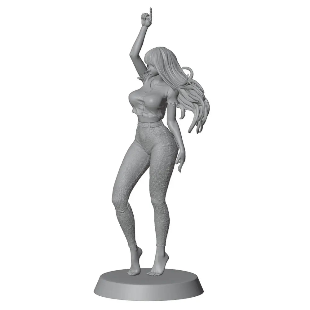 75mm Woman in Crop Top Raising Fist, Resin Model Figure Kit, Unassembled and Unpainted
