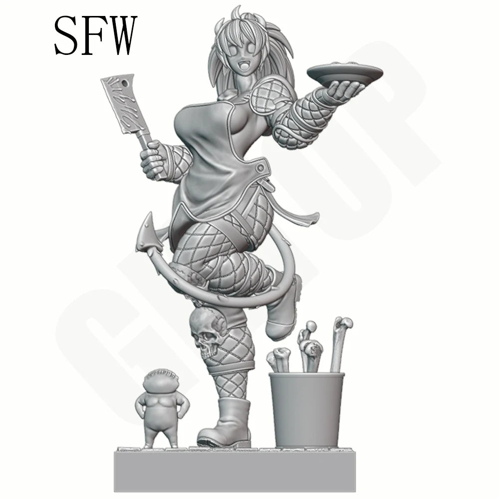 1/24 Demon Maid Warrior, 2 Figures, Resin Model Figure Kit, Fantasy Theme, Unassembled and Unpainted
