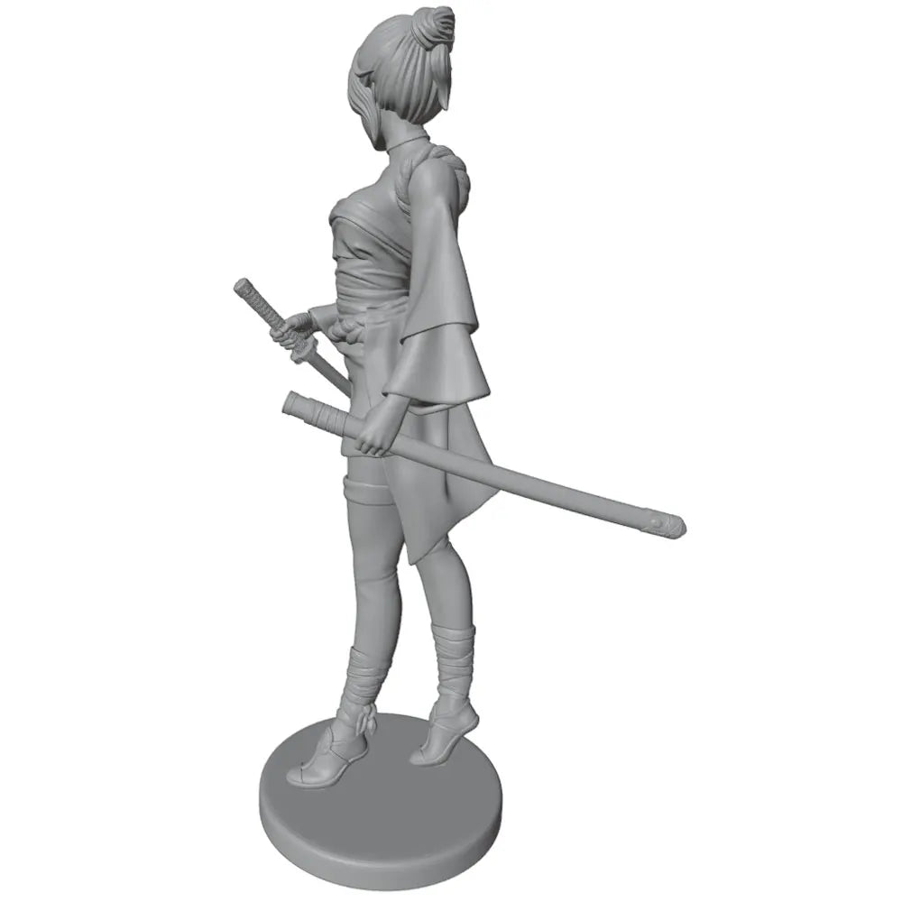 1/24 Dual-Wielding Swordswoman with Wrapped Armor, Resin Model Figure Kit, Fantasy Theme, Unassembled and Unpainted