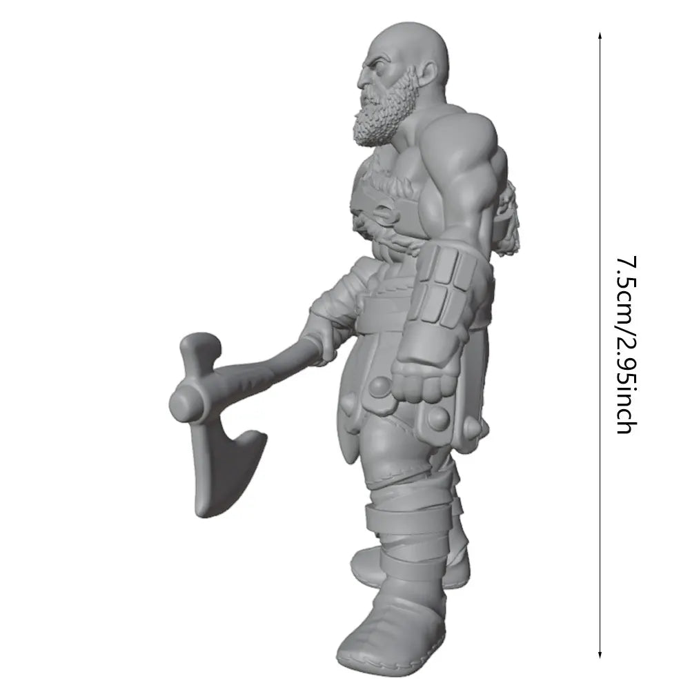 75mm Bearded Viking Warrior with Axe and Cloak, Resin Model Figure Kit, Fantasy Theme, Unassembled and Unpainted