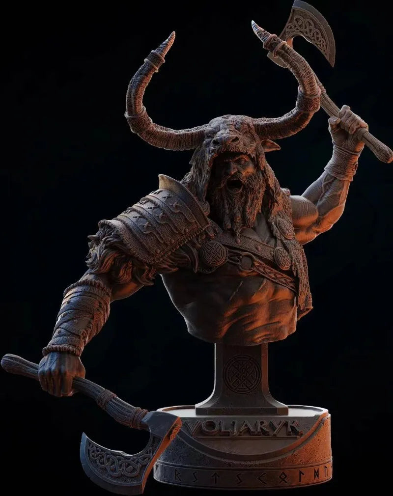 1/10 Voljaryk Horned Warrior, Resin Model Bust Kit, Fantasy Theme, Unassembled and Unpainted