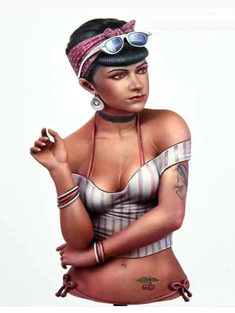 1/12 Steampunk Pin-up Female, Resin Model Bust Kit, Unassembled and Unpainted