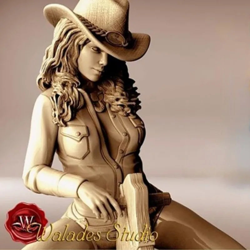 1/24 Western Cowgirl with Horse, 2 Figures, Resin Model Diorama Kit, Historical Theme, Unassembled and Unpainted