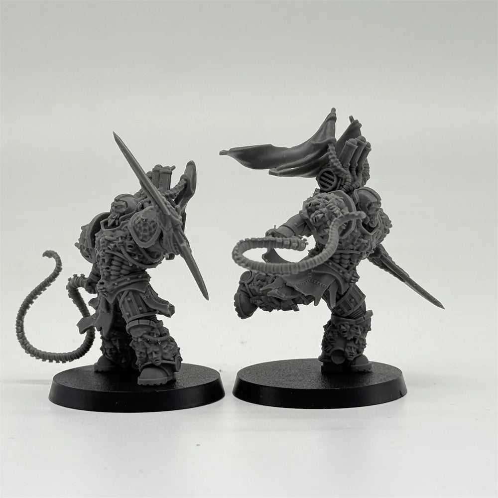 32mm Dark Fantasy Demon Warriors, 6 Figures, Resin Model Figure Kit, Fantasy Theme, Unassembled and Unpainted