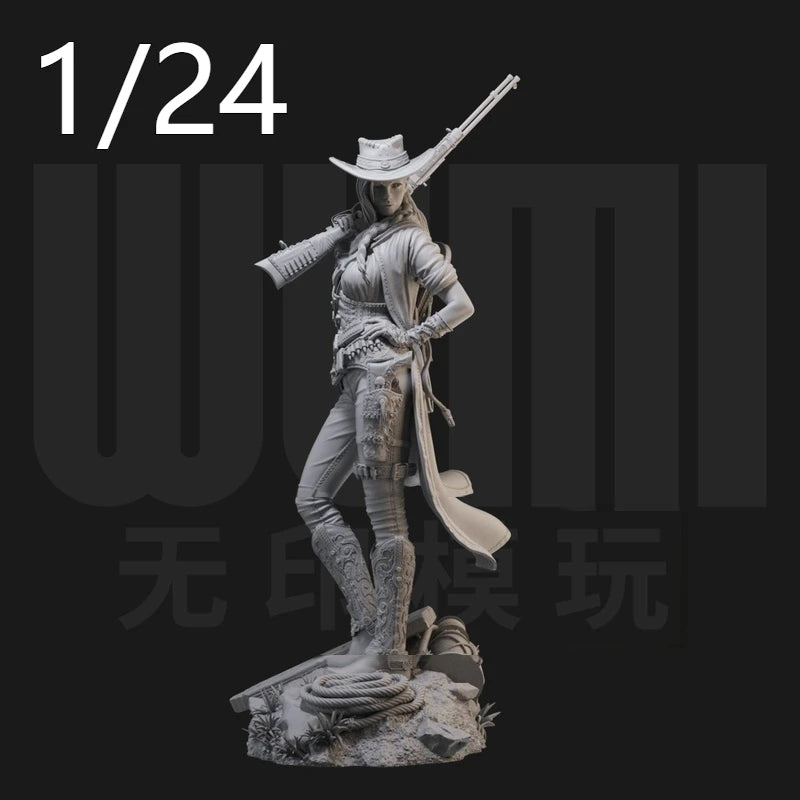 1/24 Western Cowgirl Shooter, Resin Model Figure Kit, Historical Theme, Unassembled and Unpainted