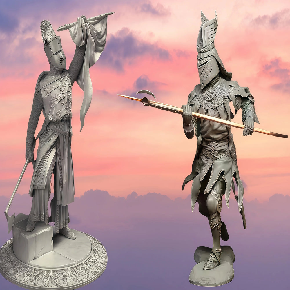 1/24 Medieval Demonic Dark Fantasy Warriors, 2 Figures, Resin Model Figure Kit, Unassembled and Unpainted
