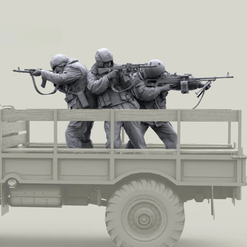 1/16 Modern Infantry Mounted Operations, 3 Figures, Resin Model Figure Kit, Unassembled and Unpainted