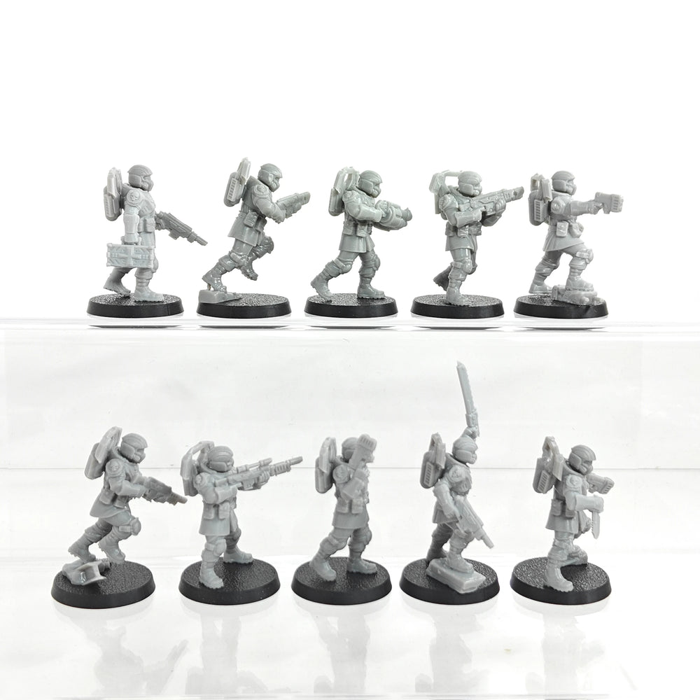 25mm Powered Armor Soldiers, 10 Figures, Resin Model Figure Kit, Sci-Fi Theme, Unassembled and Unpainted