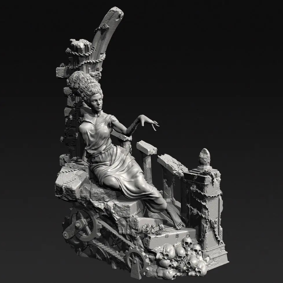 75mm Armored Female Warrior, Resin Model Figure Kit, Fantasy Theme, Unassembled and Unpainted